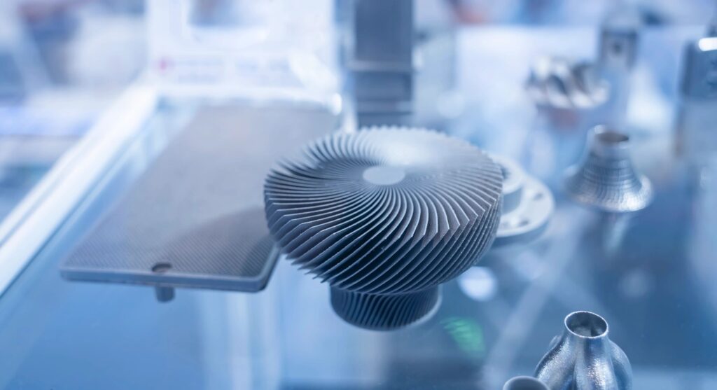 Metal products made by metal 3D printing. Modern additive technology.